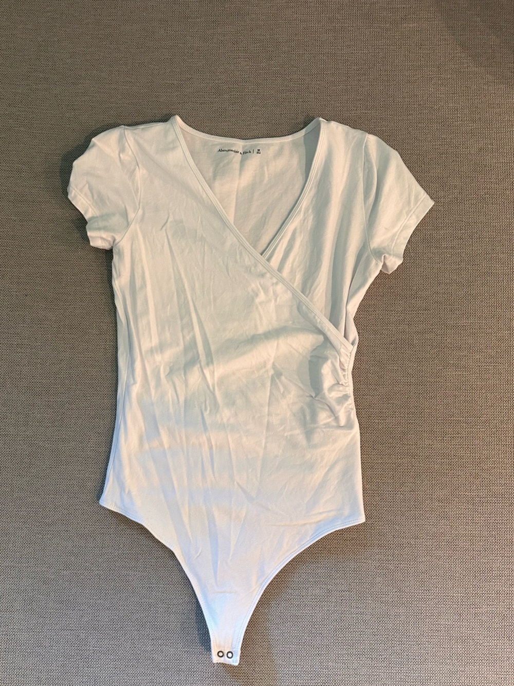 Abercrombie & Fitch White Wrap-Front Short Sleeve Bodysuit